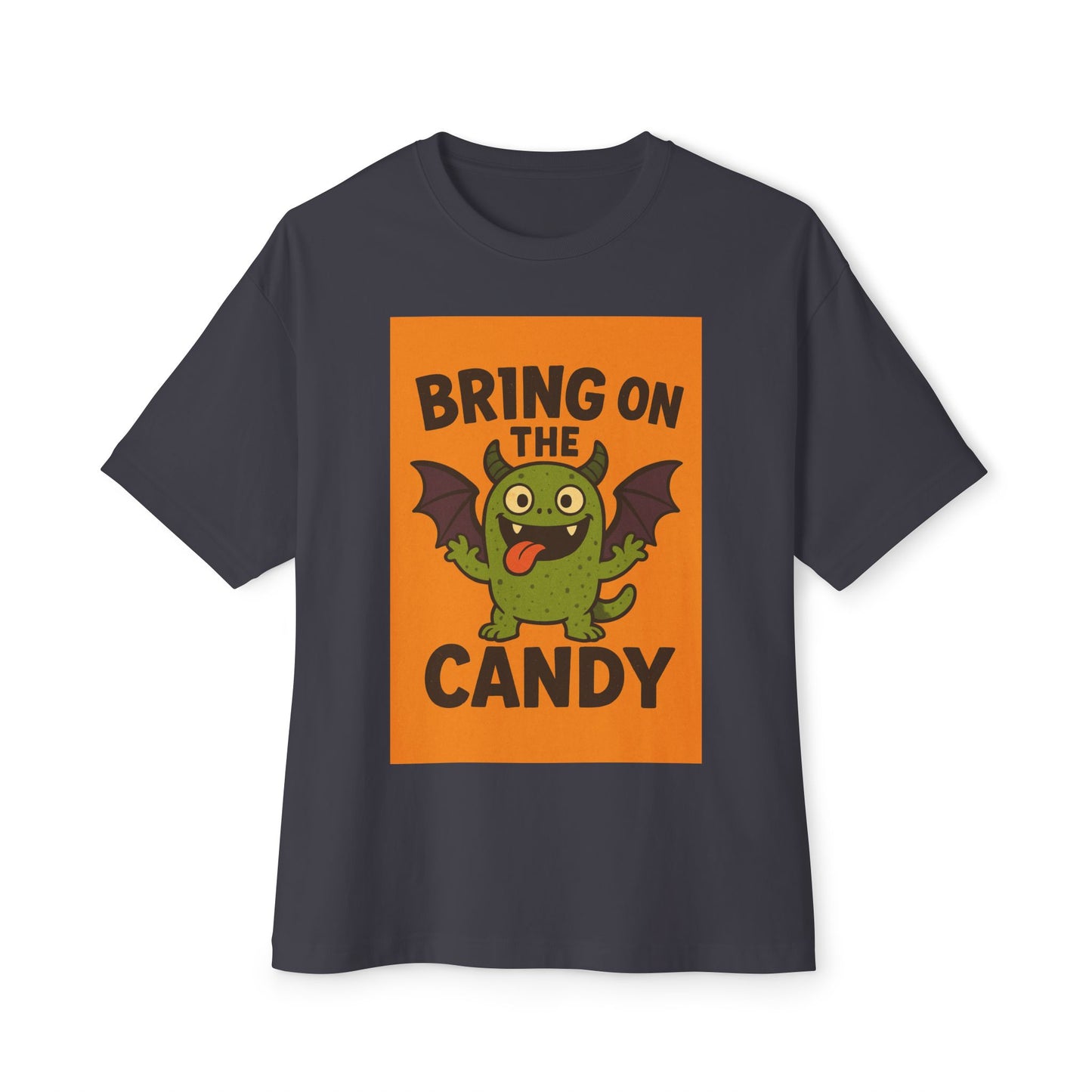 Halloween Oversized Tee, Unisex Boxy T-Shirt for Trick-or-Treating, Funny Candy Shirt, Gifts for Kids and Adults, Spooktacular Party Wear