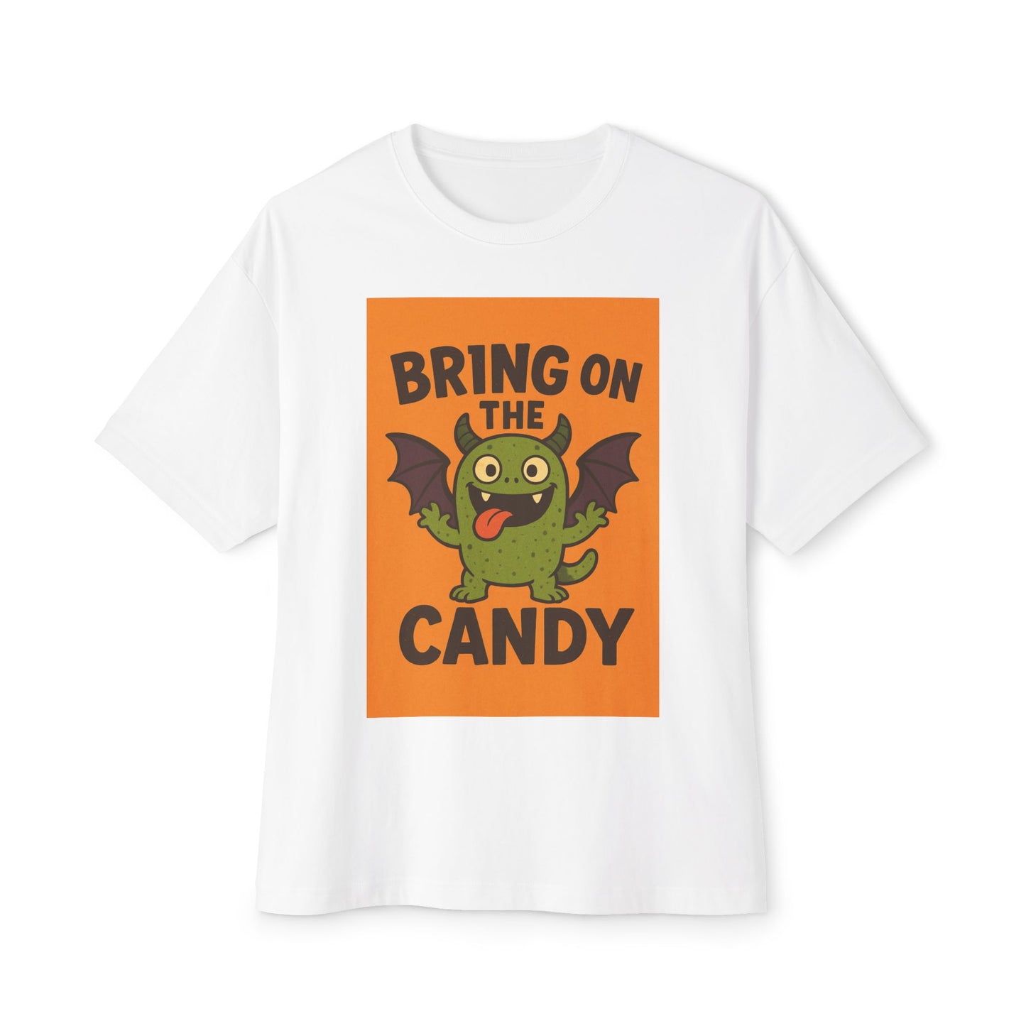 Halloween Oversized Tee, Unisex Boxy T-Shirt for Trick-or-Treating, Funny Candy Shirt, Gifts for Kids and Adults, Spooktacular Party Wear