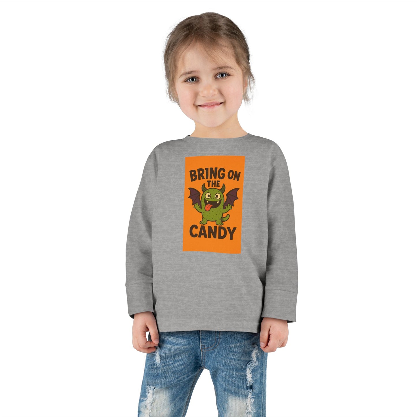 Halloween Toddler Long Sleeve Tee - 'Bring on the Candy' - Perfect for Trick-or-Treating, Fall Celebrations, Kids Halloween Shirt, [...]