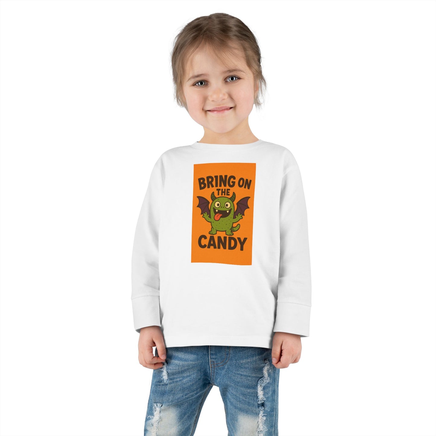 Halloween Toddler Long Sleeve Tee - 'Bring on the Candy' - Perfect for Trick-or-Treating, Fall Celebrations, Kids Halloween Shirt, [...]