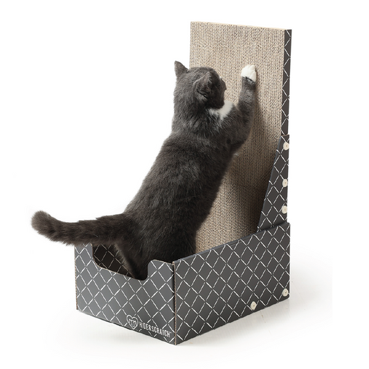26" L Shaped Cat Scratcher Box and Cat Bed with Double-Sided Cardboard Cat Scratch Pad-0